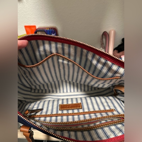 Navy Blue Dooney & Bourke Bag with Brown Accents - Picture 6 of 6